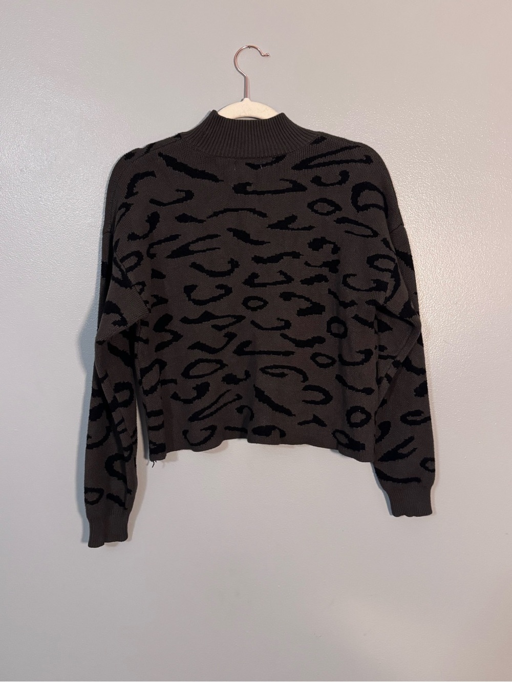 Willow Black & Army Green Animal Print Mock Neck Sweater